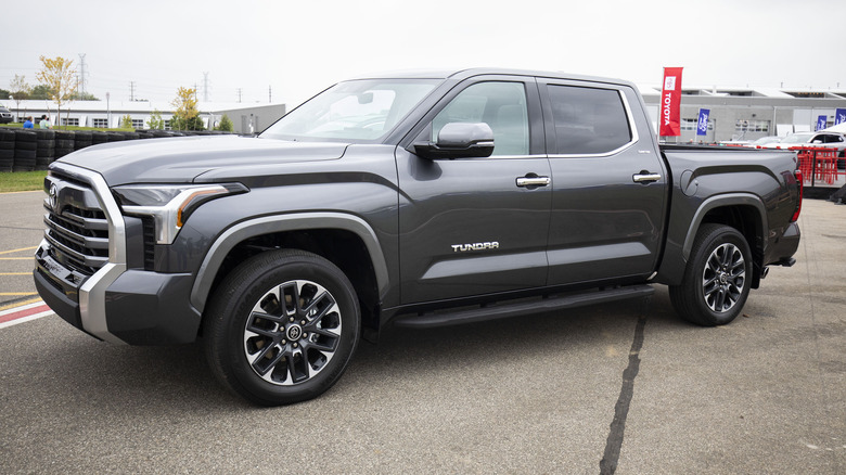 The new 2022 Toyota Tundra pickup truck, the first Toyota truck to offer a hybrid powertrain,