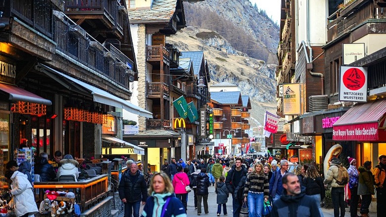A busy street in Switzerland