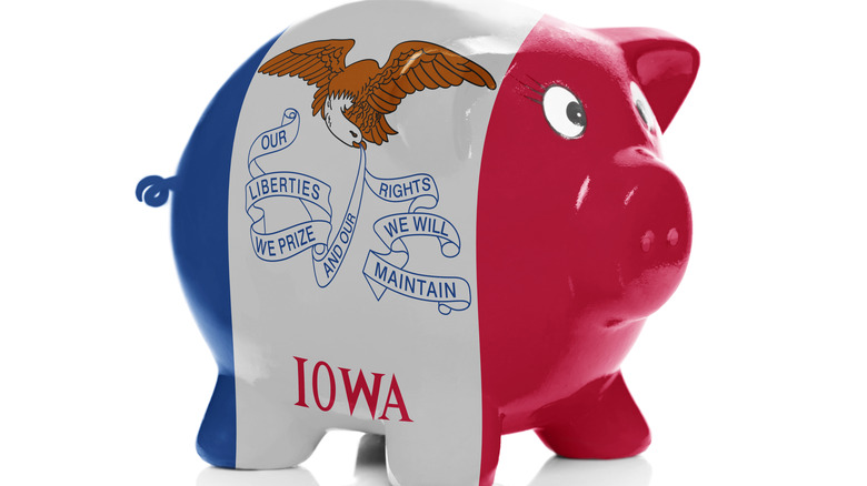 Iowa logo on piggy bank