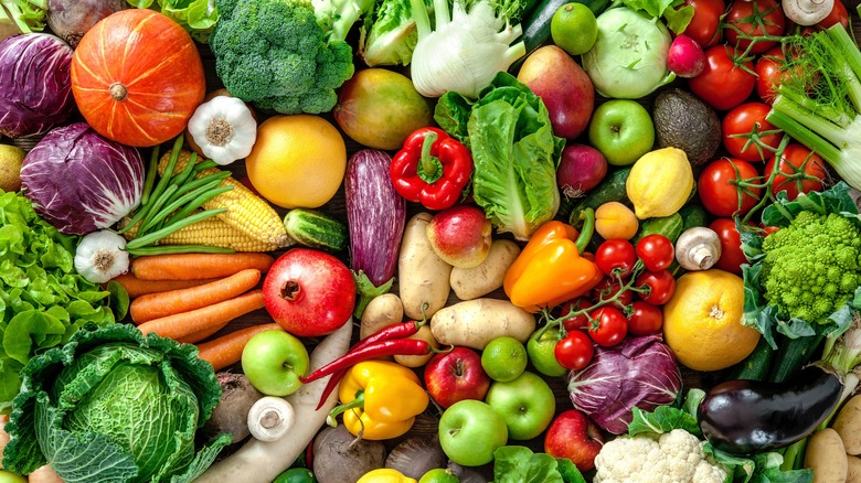 tons of fruits and vegetables