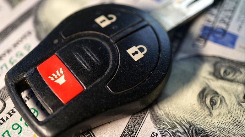 Car key fob with money
