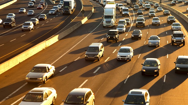 Cars and trucks on highway