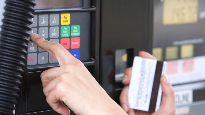 Person entering PIN number