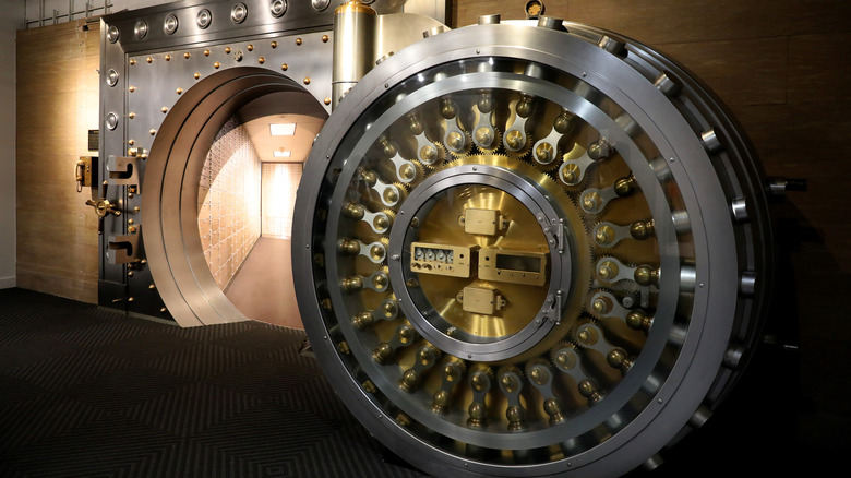 the door of an open bank vault