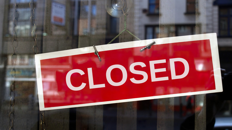 Closed sign in the window