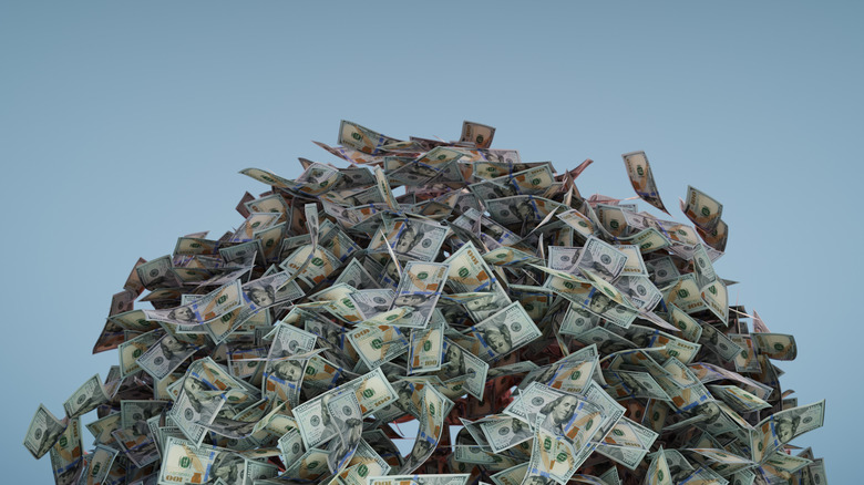 Illustration of a large money pile.