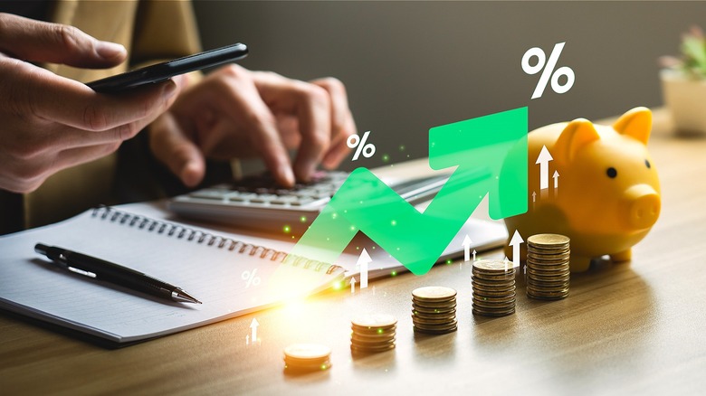 Savings concept with up arrow