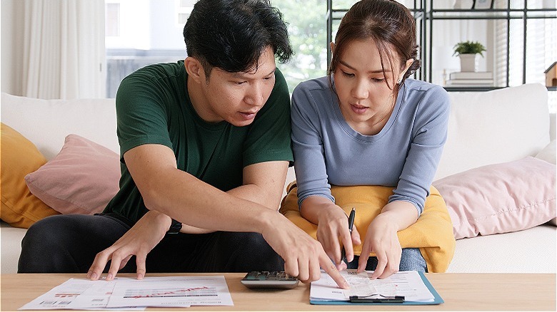 Couple looking over finances