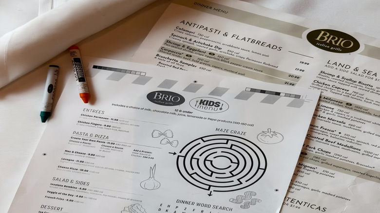 Bravo Brio menu lists
