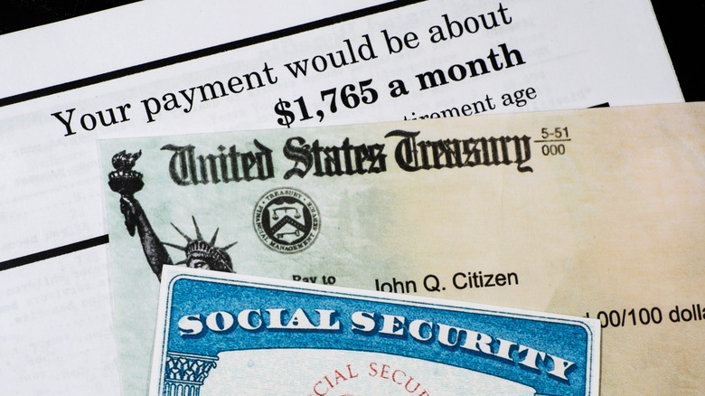 Social security check and card