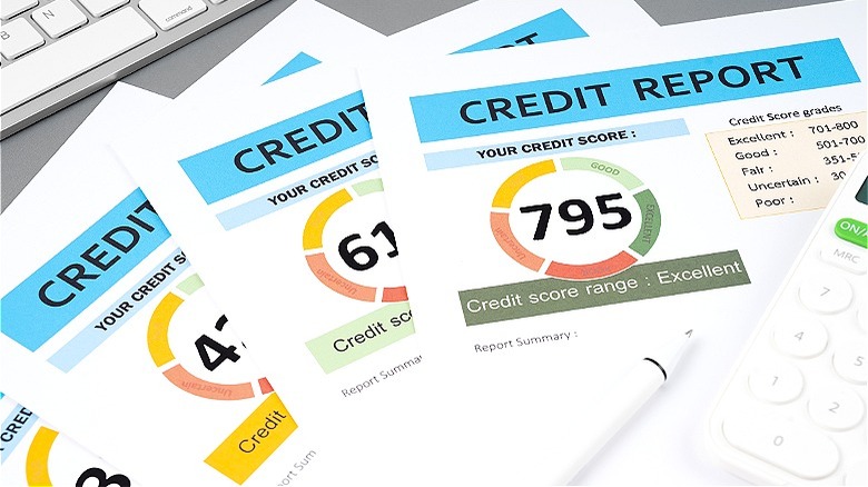 Credit report papers on desk
