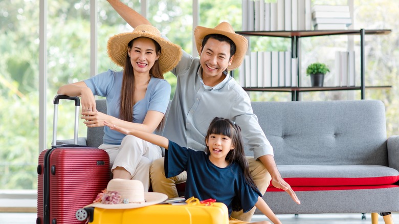 family getting ready to enjoy a vacation