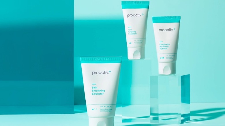Three small tubes of proactiv skin care products on display