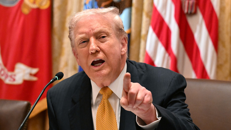 U.S. President Donald Trump speaks in the Oval Office