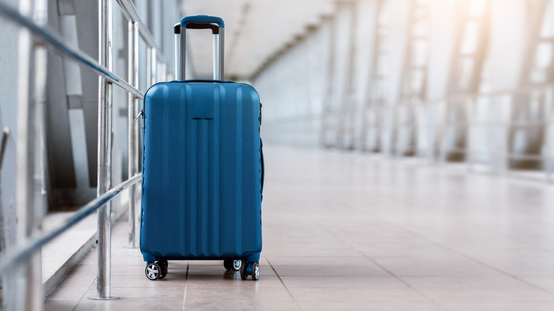 A piece of luggage in an airport