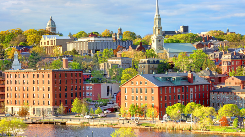 Shot of Providence Rhode Island near the river