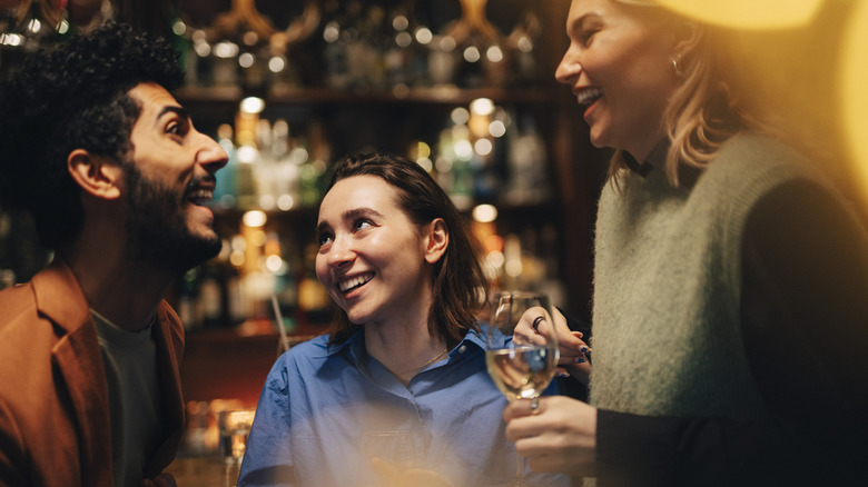 A group of friends at a bar