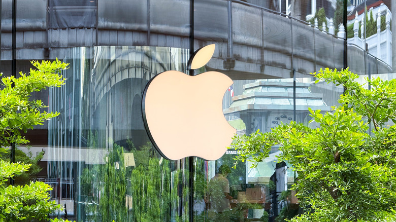 Apple logo on store doors