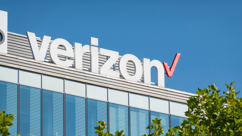 a Verizon logo on building