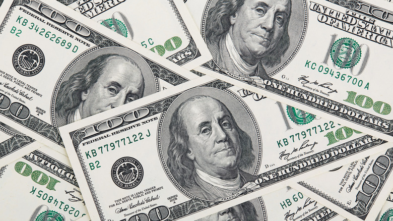A money pile of U.S. hundred-dollar bills