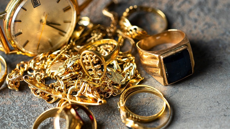 Gold bars on gold nuggets