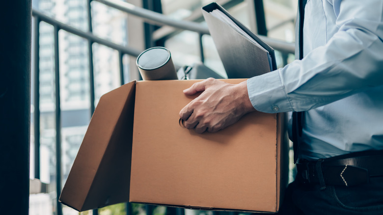 man leaving a job