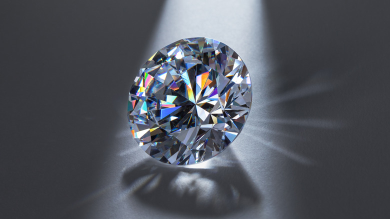 Closeup of sparkly lab-grown diamond