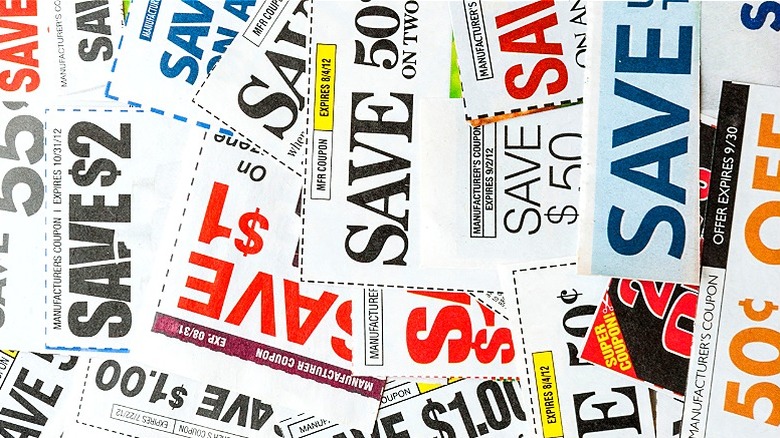 A pile of clipped coupons