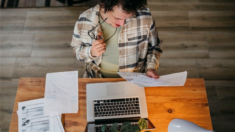 Person looking over documents