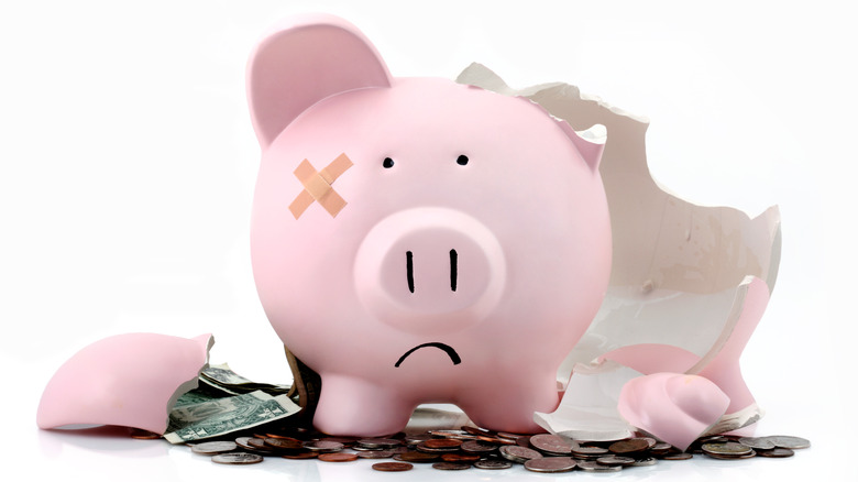 Broken piggy bank