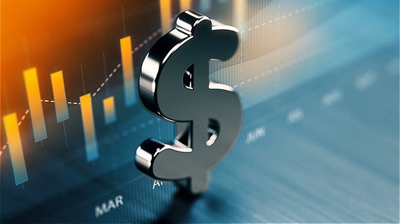 Dollar sign against stock chart