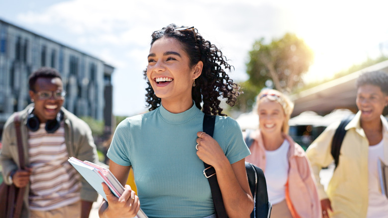 students walking to class