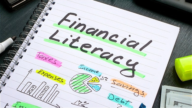 Paper with financial literacy terms