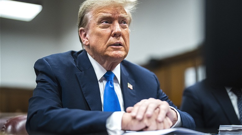 Donald Trump sitting in court