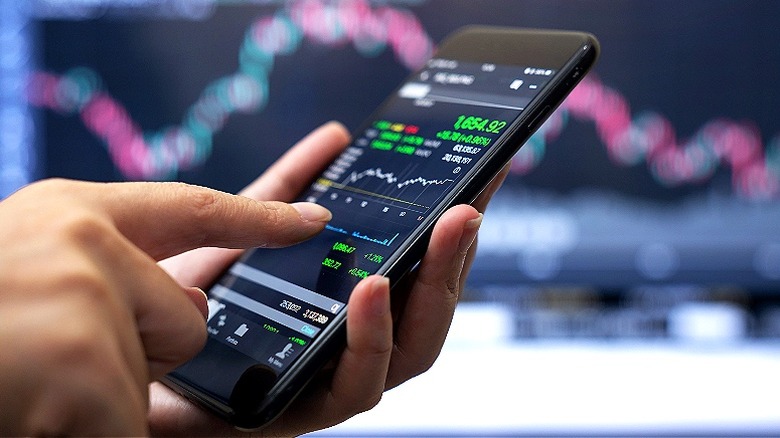Person reviewing stock price history