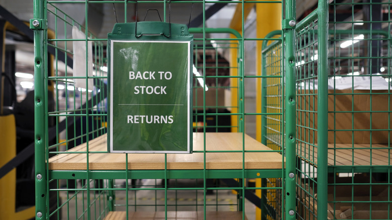 returns rack in a warehouse