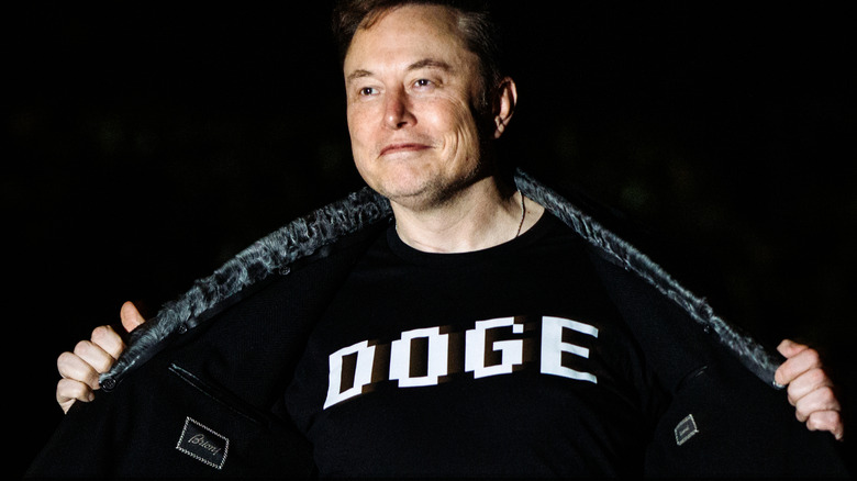 Elon Musk in a DOGE shirt