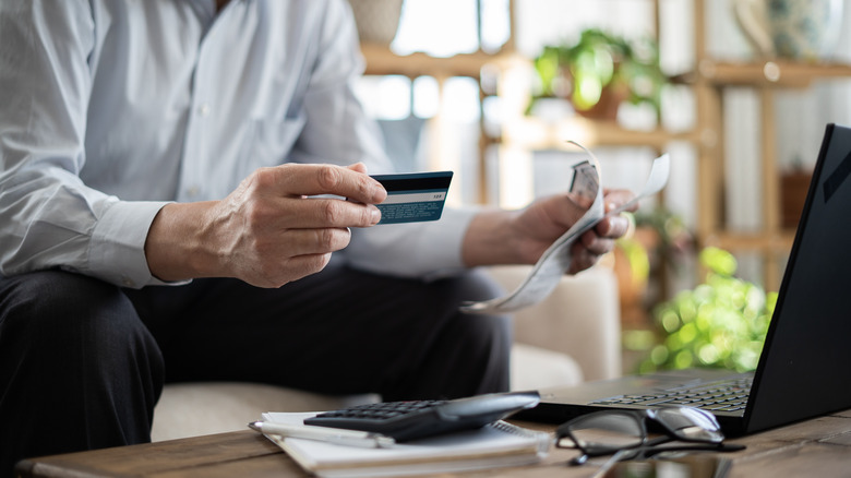 man using secured card