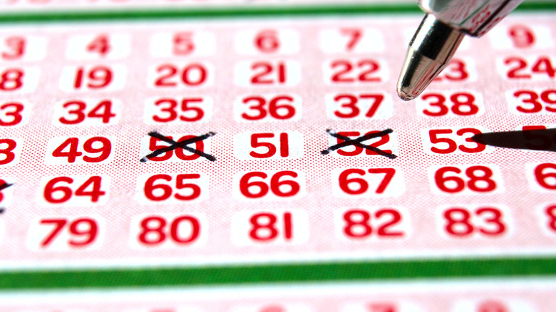 filling out a lottery ticket