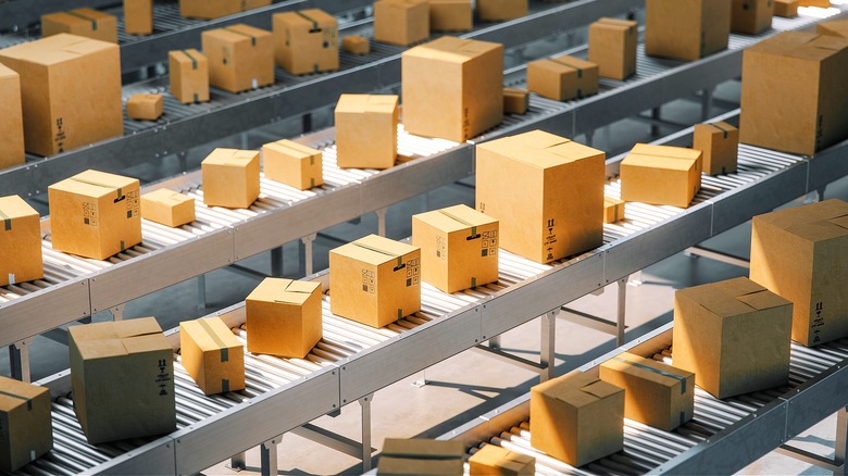 Boxes in manufacturing facility