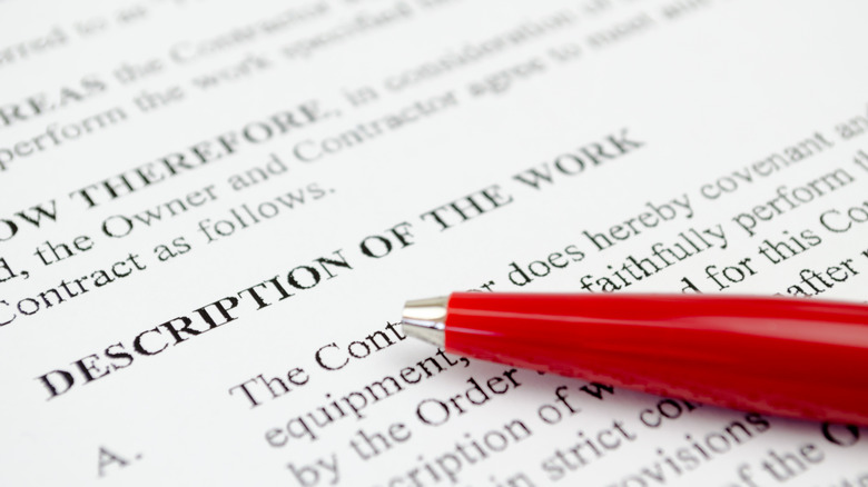 A job description and pen