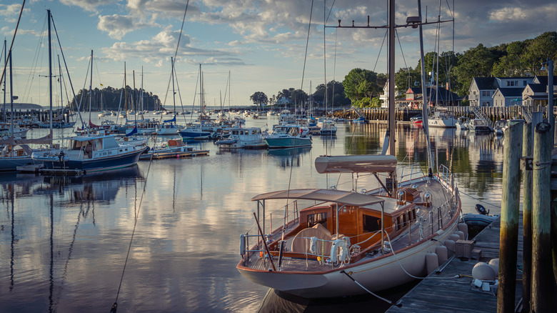 Boats in Camden Harbor in Maine.
