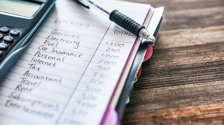 Monthly budget worksheet with numbers