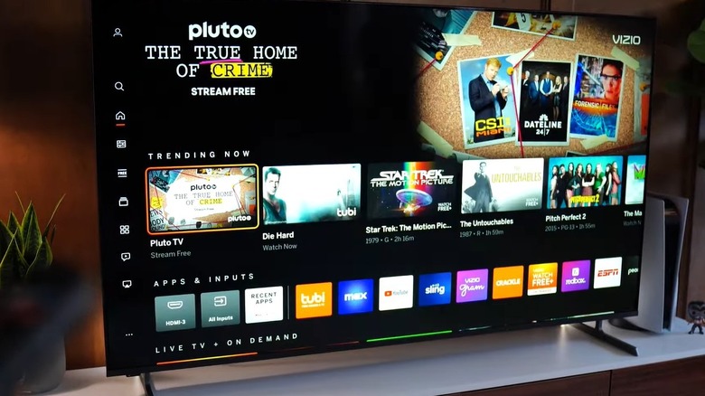 Vizio TV on Pluto with the home of true crime on the screen