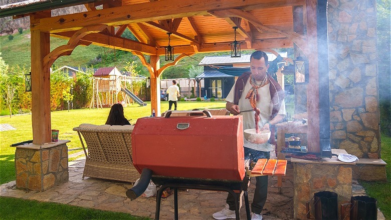 Outdoor cooking gazebo