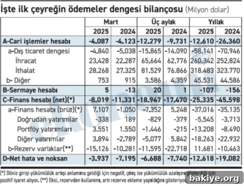 Cari Açık ve Ekonomi Verileri Tablosu