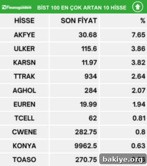 BİST100: En Çok Yükselenler, Düşenler ve İşlem Hacmi Liderleri (13 Mart 2024) 2 BIST 100 En Çok Artan Hisseler