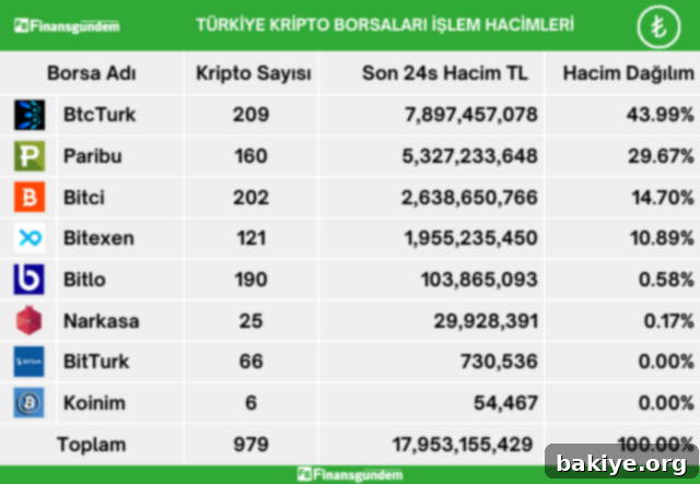 Türkiye'deki Kripto Para Borsalarının İşlem Hacmi Dağılımı - Resim 1