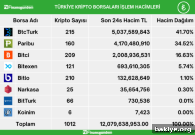 Türkiye Kripto Borsalarında 25 Nisan 2024 Hacim Raporu 2 Türkiye'deki kripto para şirketlerinin TL bazında 24 saatlik işlem hacmi dağılımı grafiği