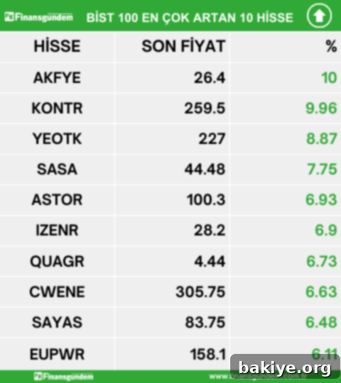 BIST100 Piyasasında Yükselenler Düşenler ve Hacim Şampiyonları 2 BIST 100 En Çok Artan Hisseler